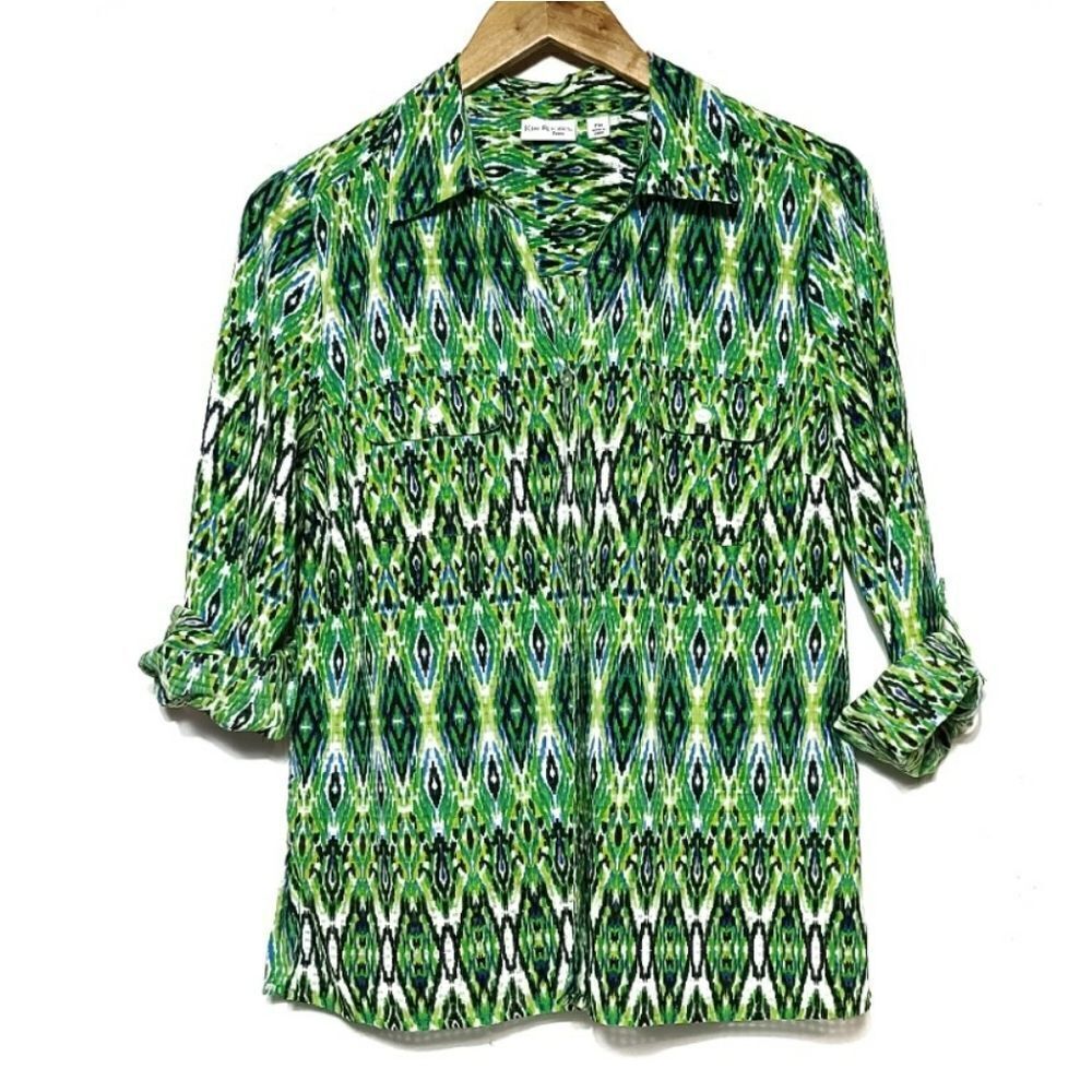 Kim Rogers Green Womens Blouse